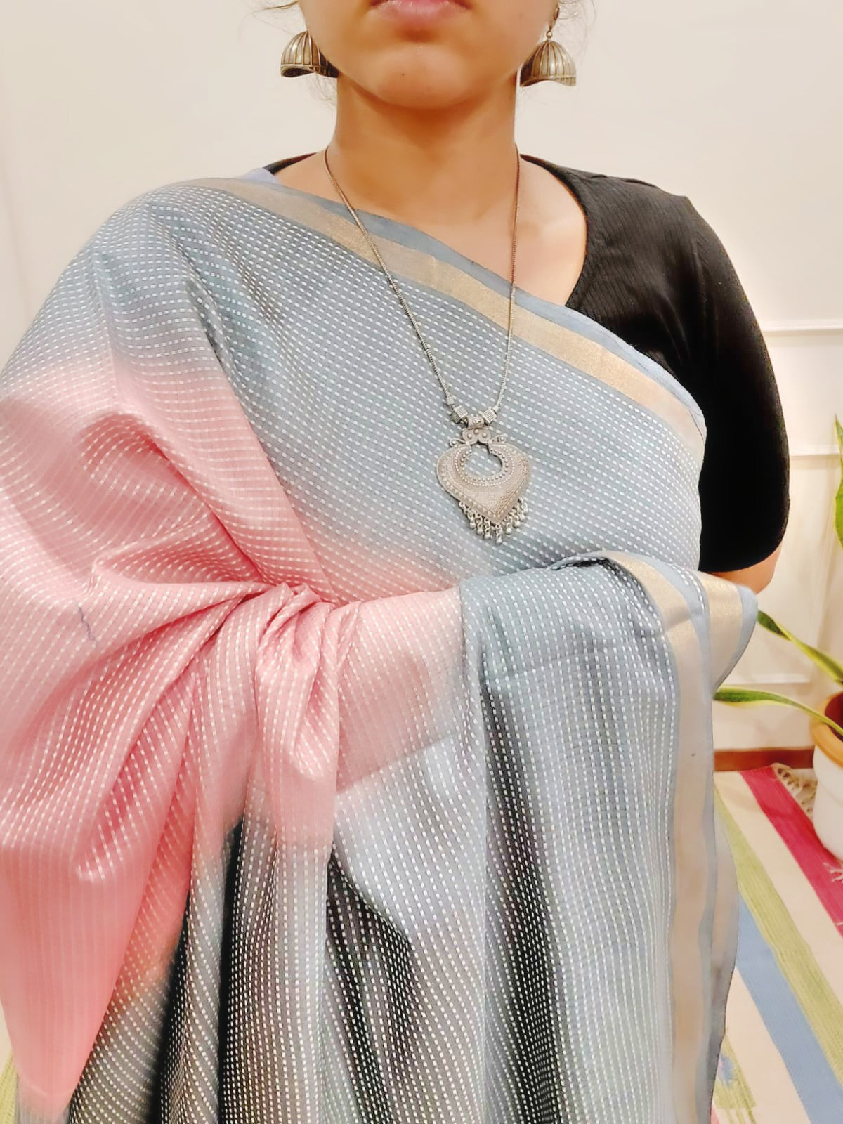 Pastel Pink Katan Silk Saree