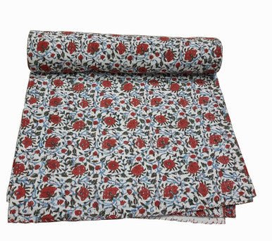 Hand Block Printed Kantha Quilt: Artisan Craftsmanship at Its Finest - Indianidhi