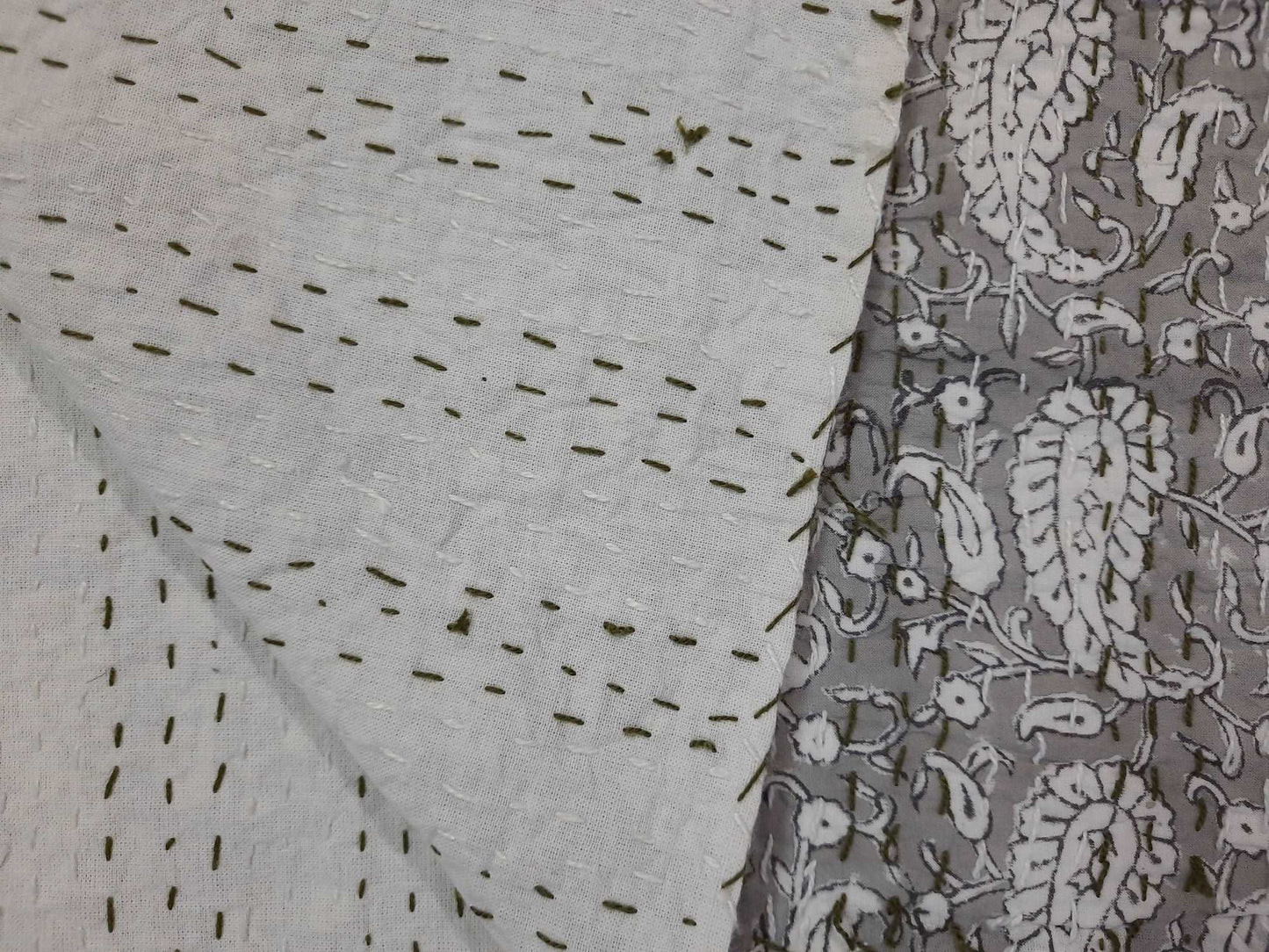 Hand Block Printed Kantha Quilt: Artisan Craftsmanship at Its Finest - Indianidhi